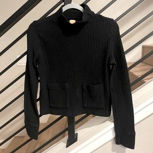 ZARA Trafaluc Black Ribbed Mock Neck Cropped Sweater